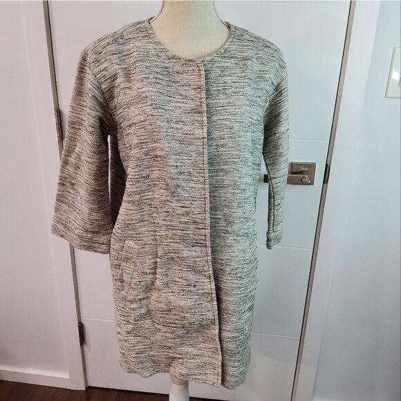 Eileen Fisher Sweaters - Eileen Fisher White Black Tweed Cardigan Size M